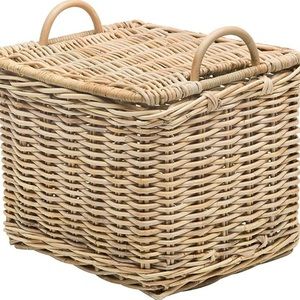 NATURAL RATTAN HAND-WOVEN BASKET HEAVY DUTY STURDY LARGE ARTISAN NICE HA…